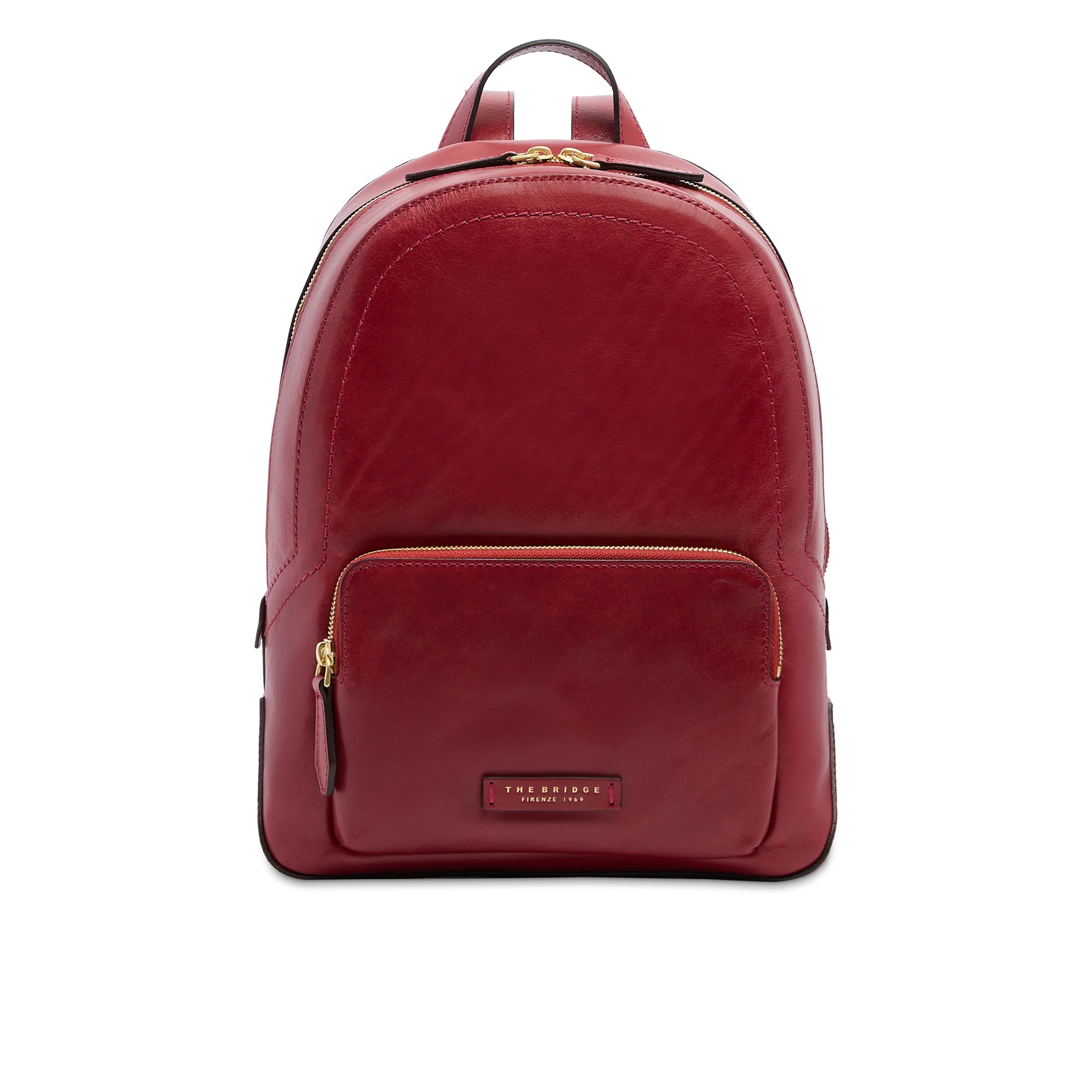 Women’s leather backpack with front pocket