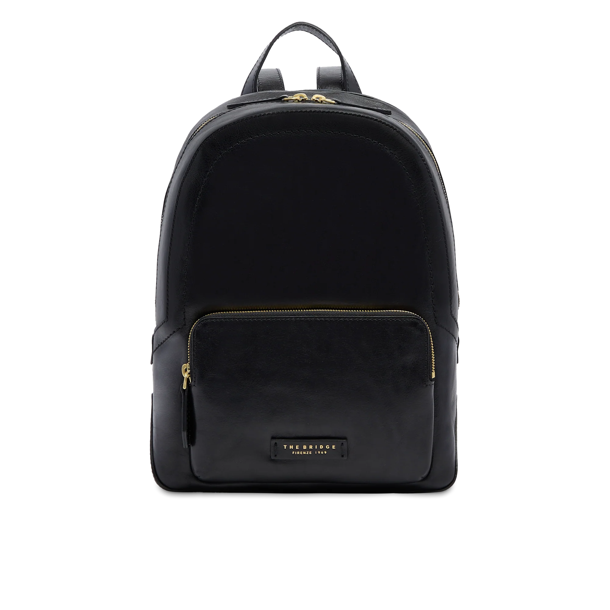 Women’s leather backpack with front pocket