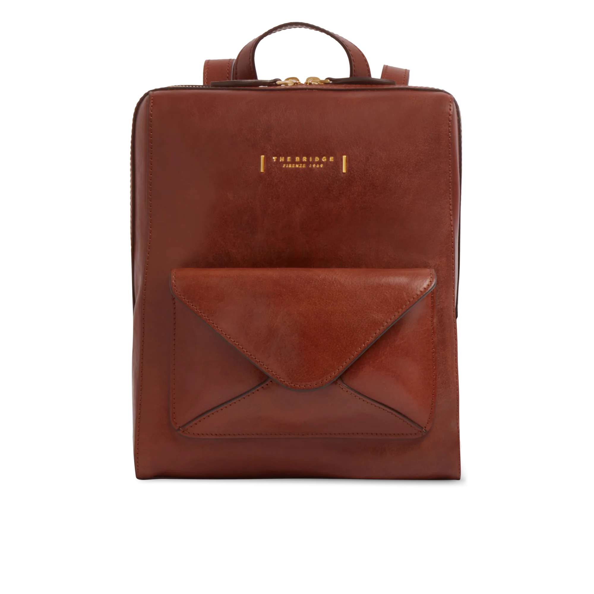 Women’s leather backpack with front pocket