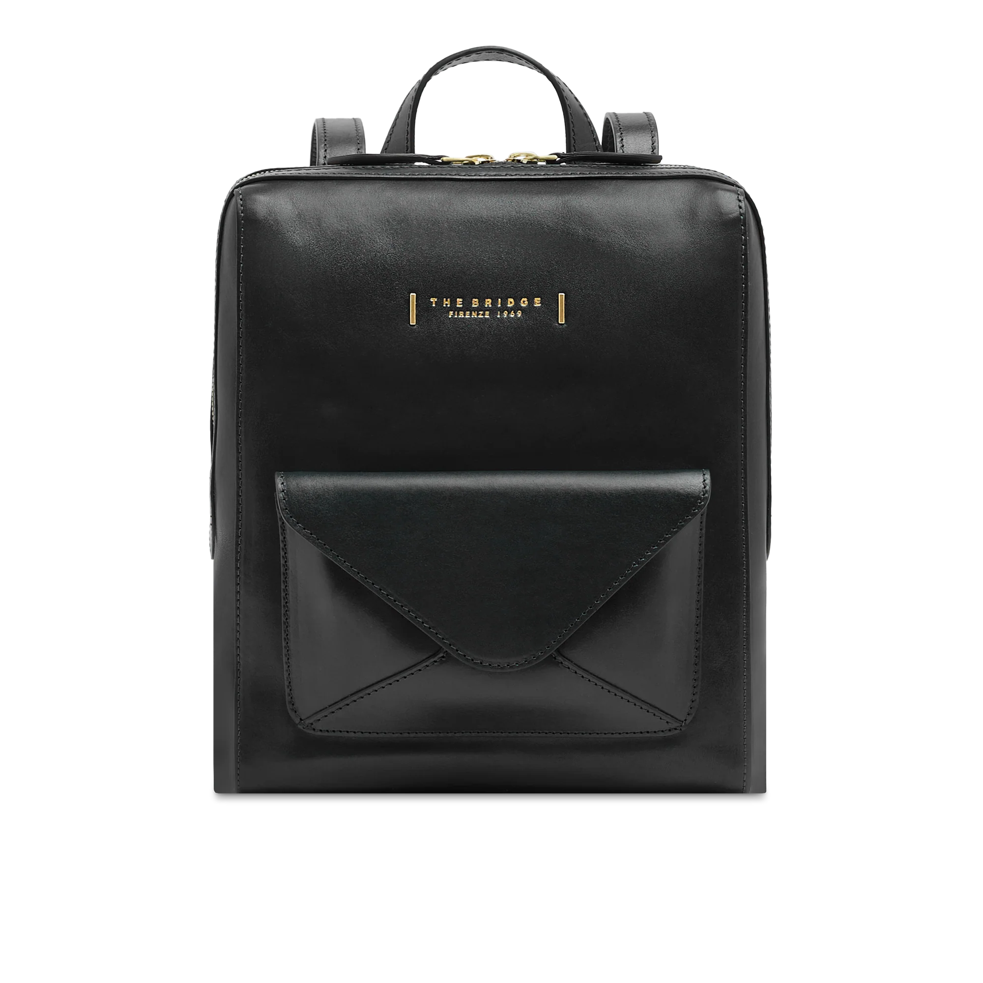Women’s leather backpack with front pocket