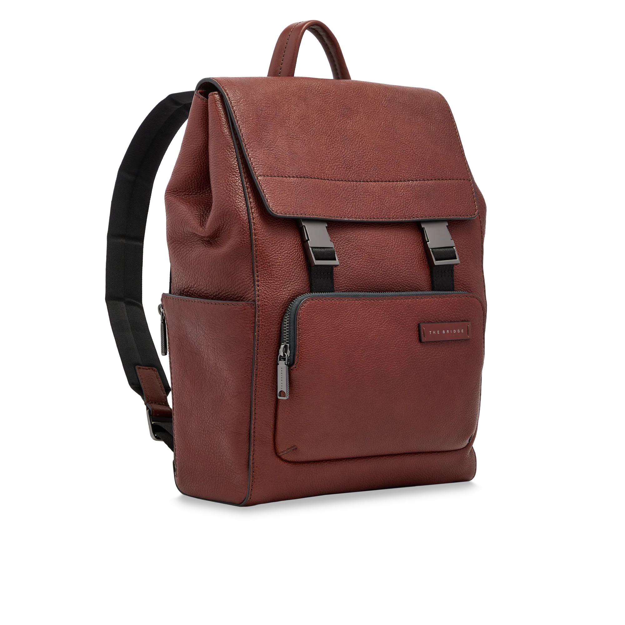 Men’s leather backpack with front flap - Image 2