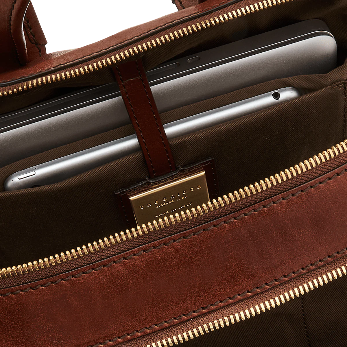 Men's leather laptop backpack with two zips - Image 2
