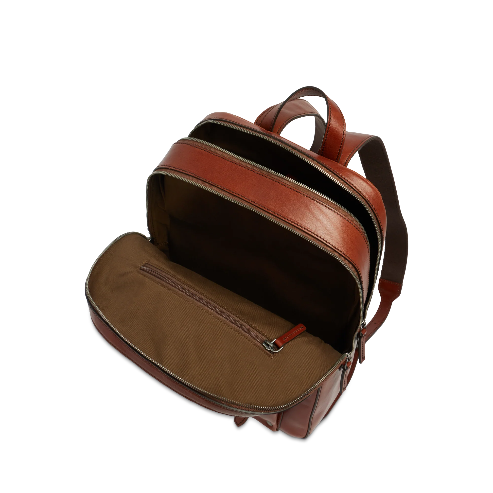 Men’s leather laptop backpack with two zips - Image 4