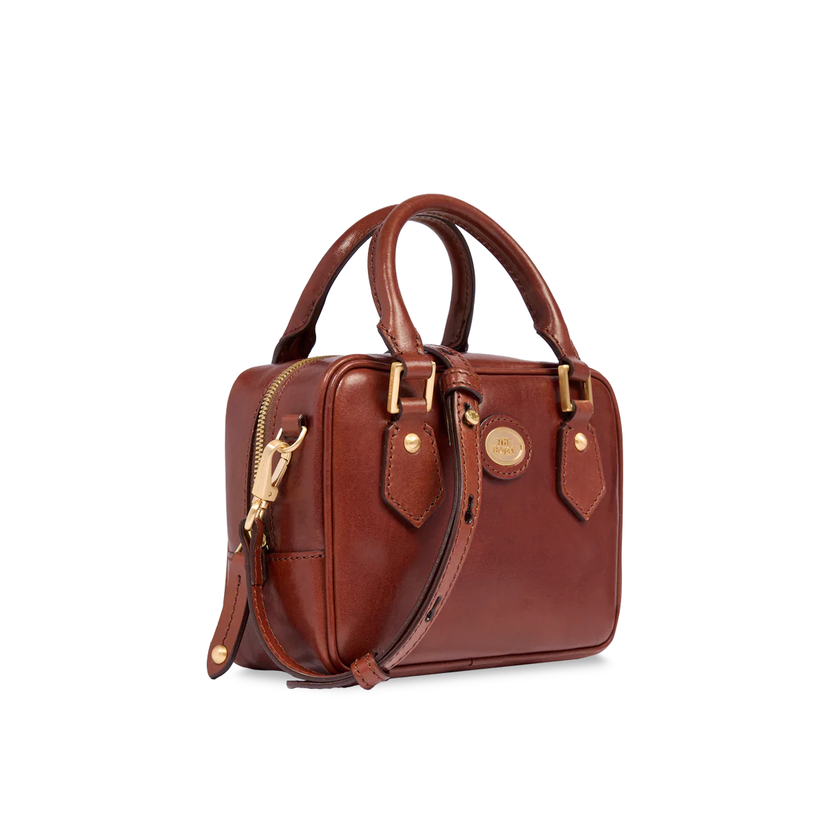 Leather satchel with removable strap - Image 2