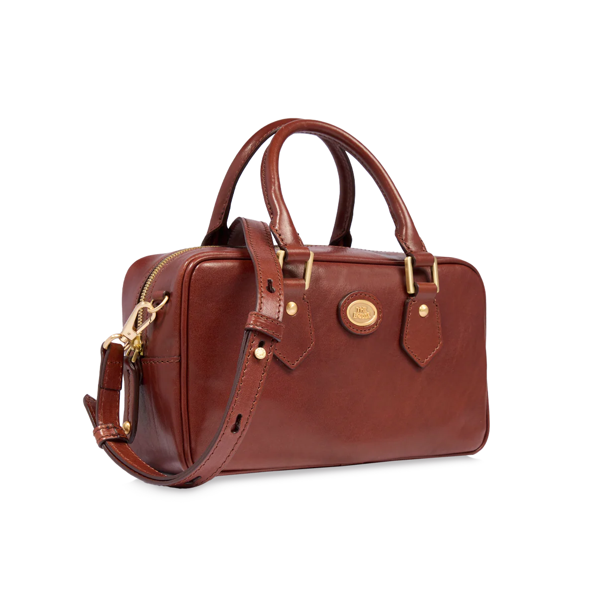 Leather satchel with removable strap - Image 2