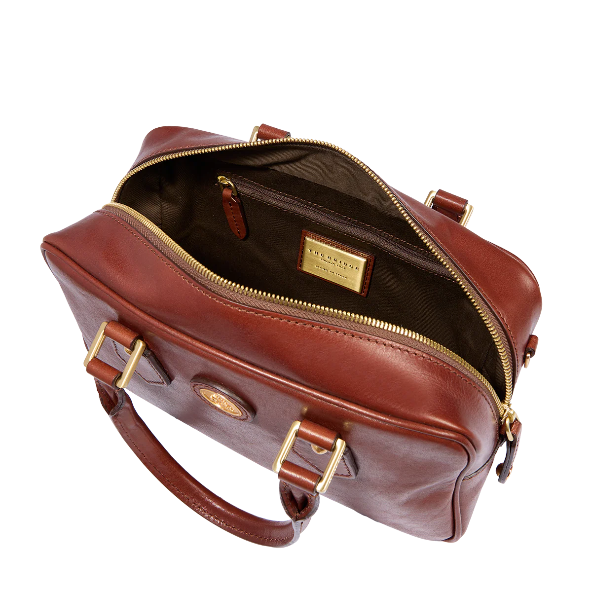 Leather satchel with removable strap - Image 4