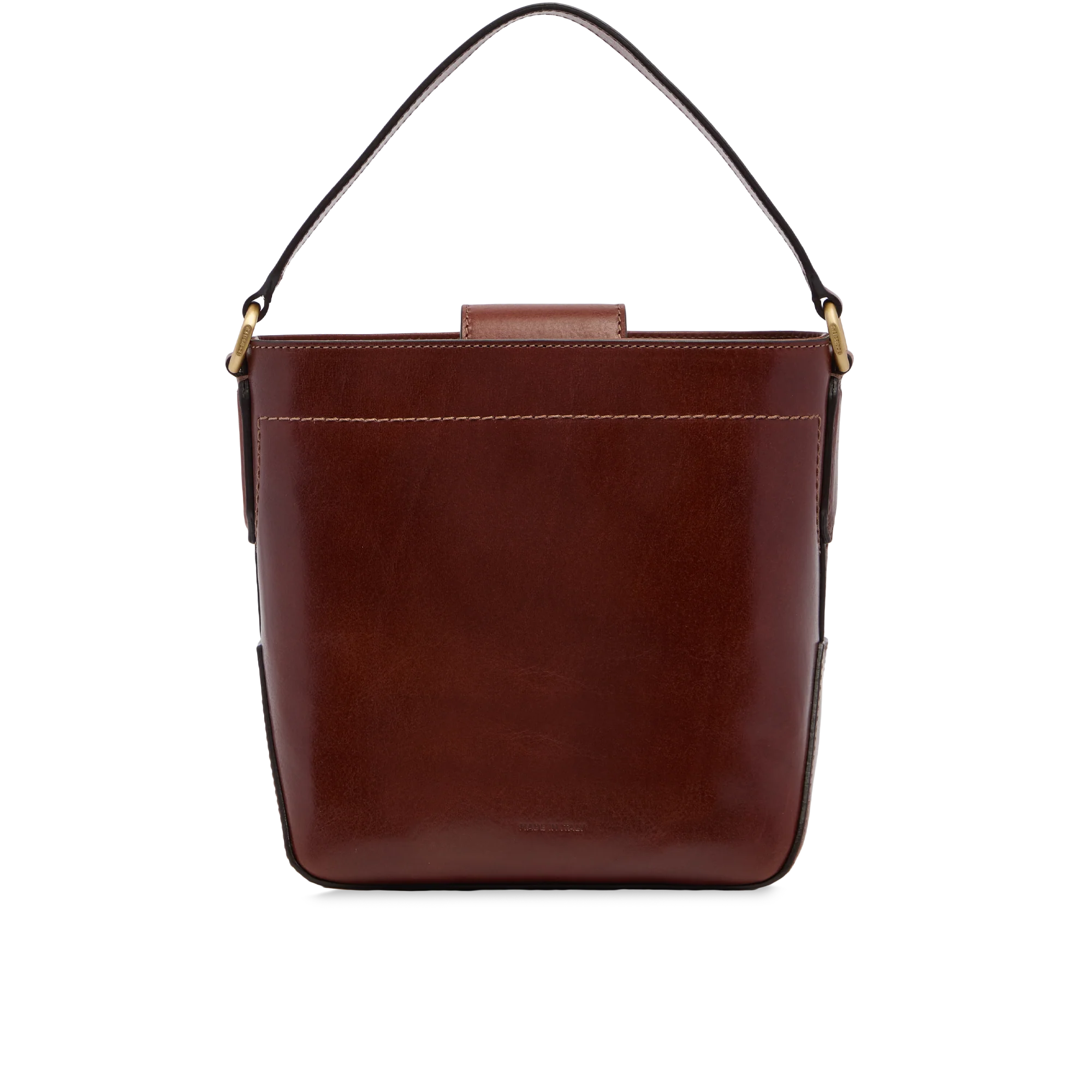Leather bucket bag with shoulder strap and handle - Image 3