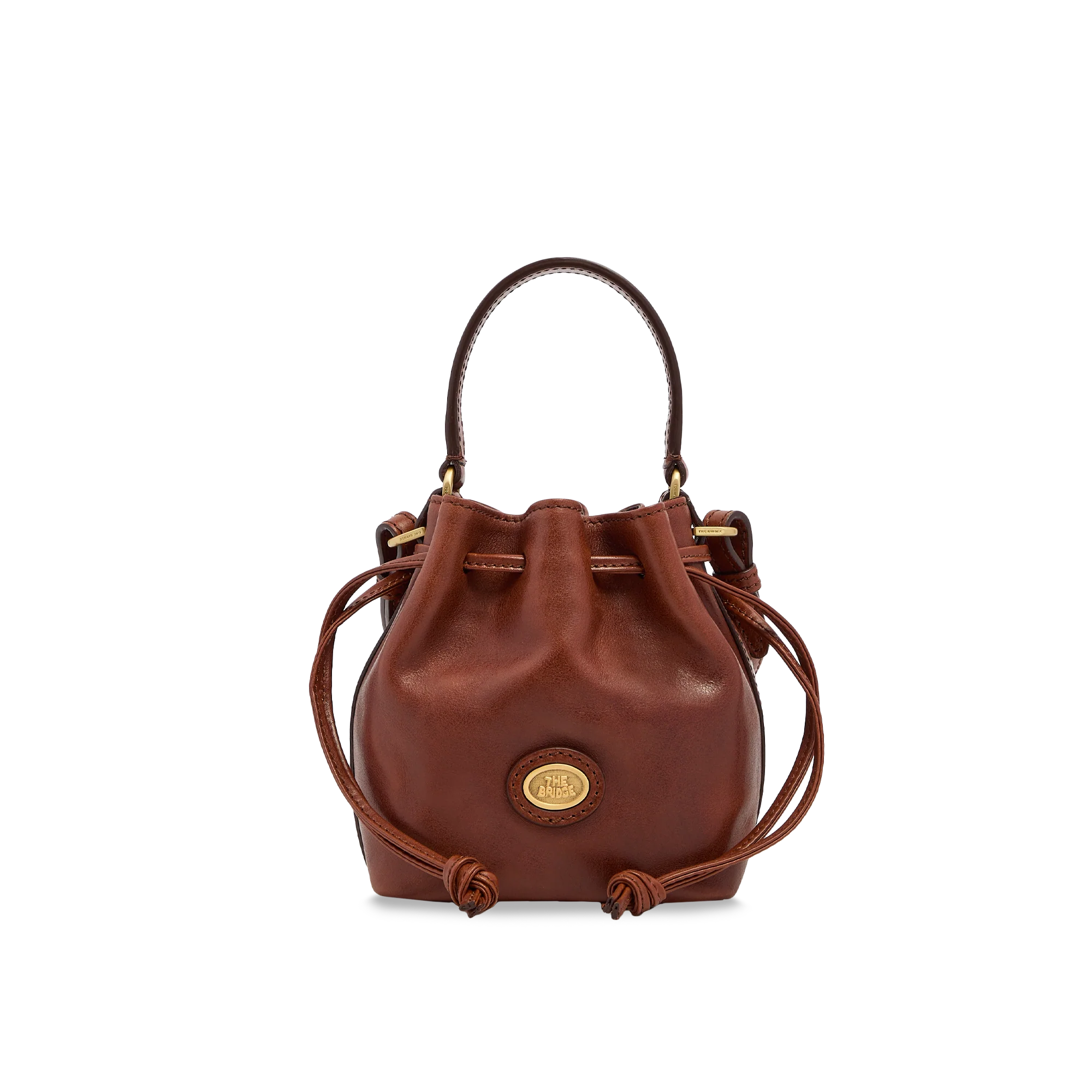 Mini leather bucket bag with shoulder strap
