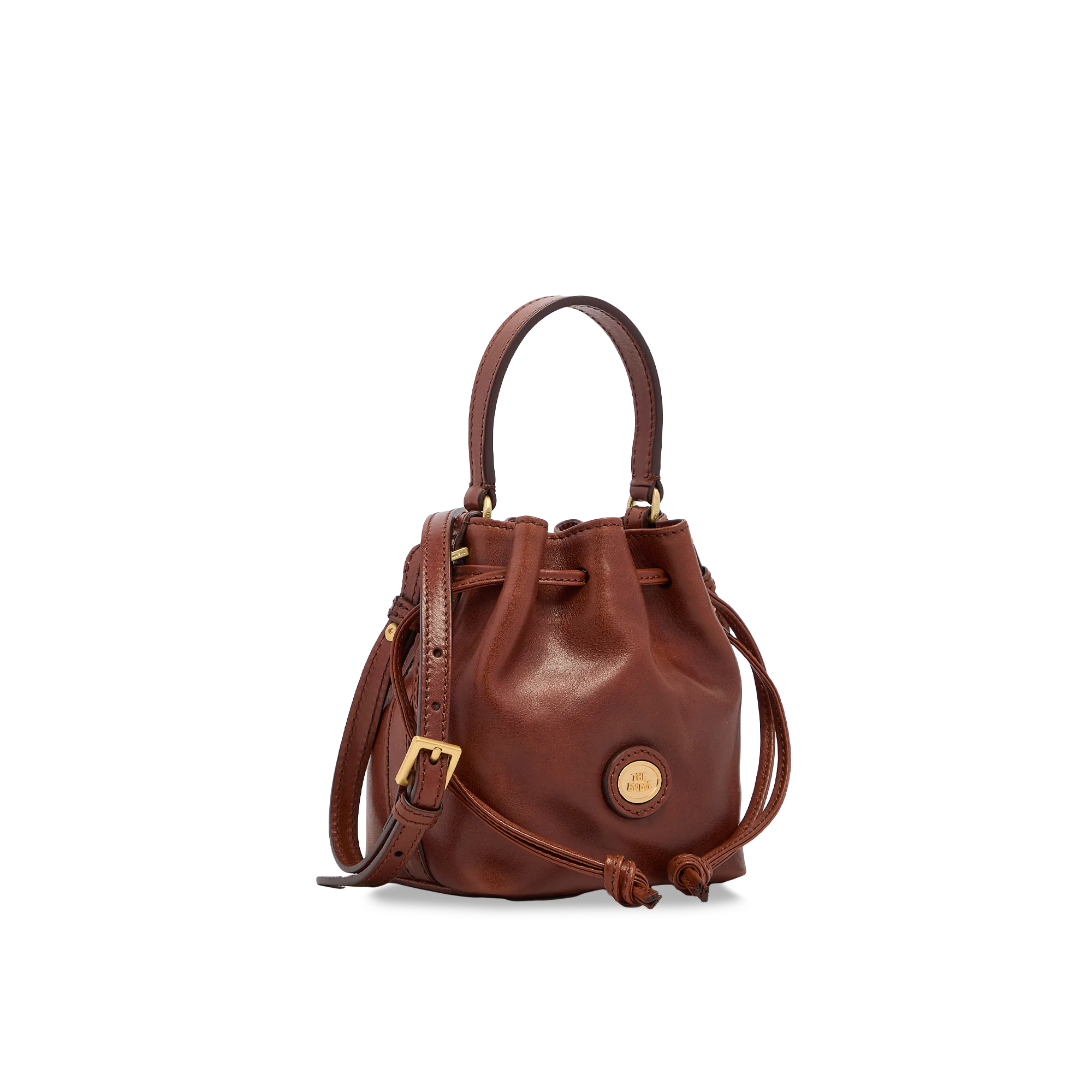 Mini leather bucket bag with shoulder strap - Image 2
