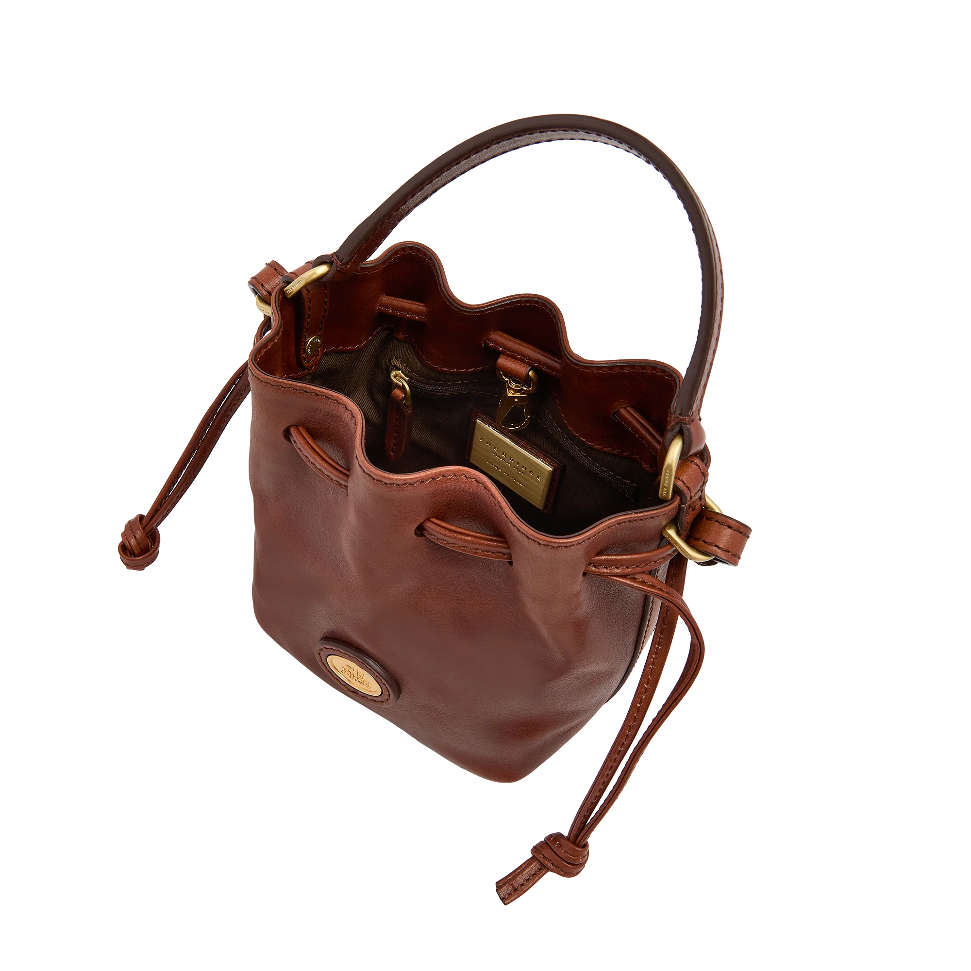 Mini leather bucket bag with shoulder strap - Image 4