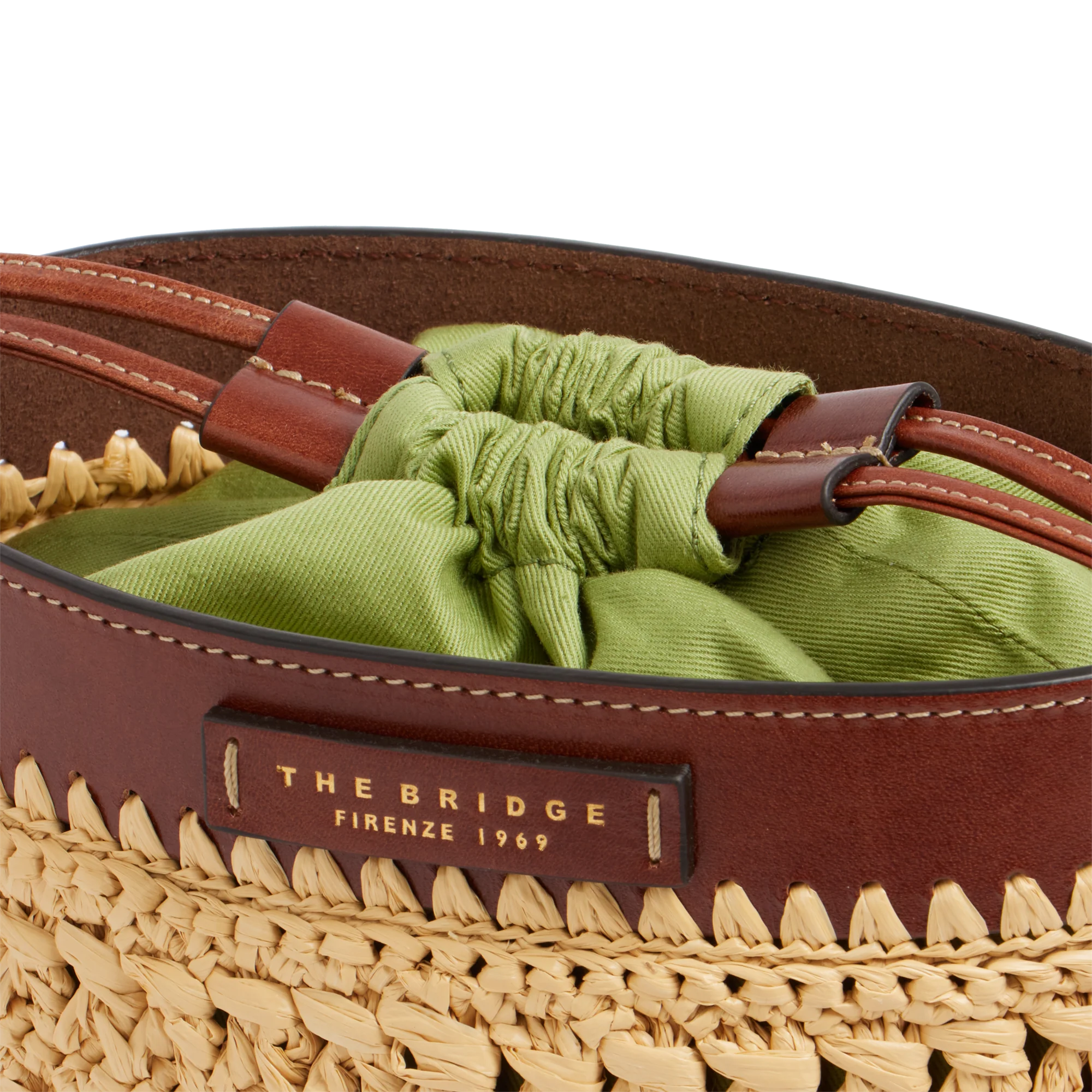 Leather and Vienna straw bucket bag - Image 5