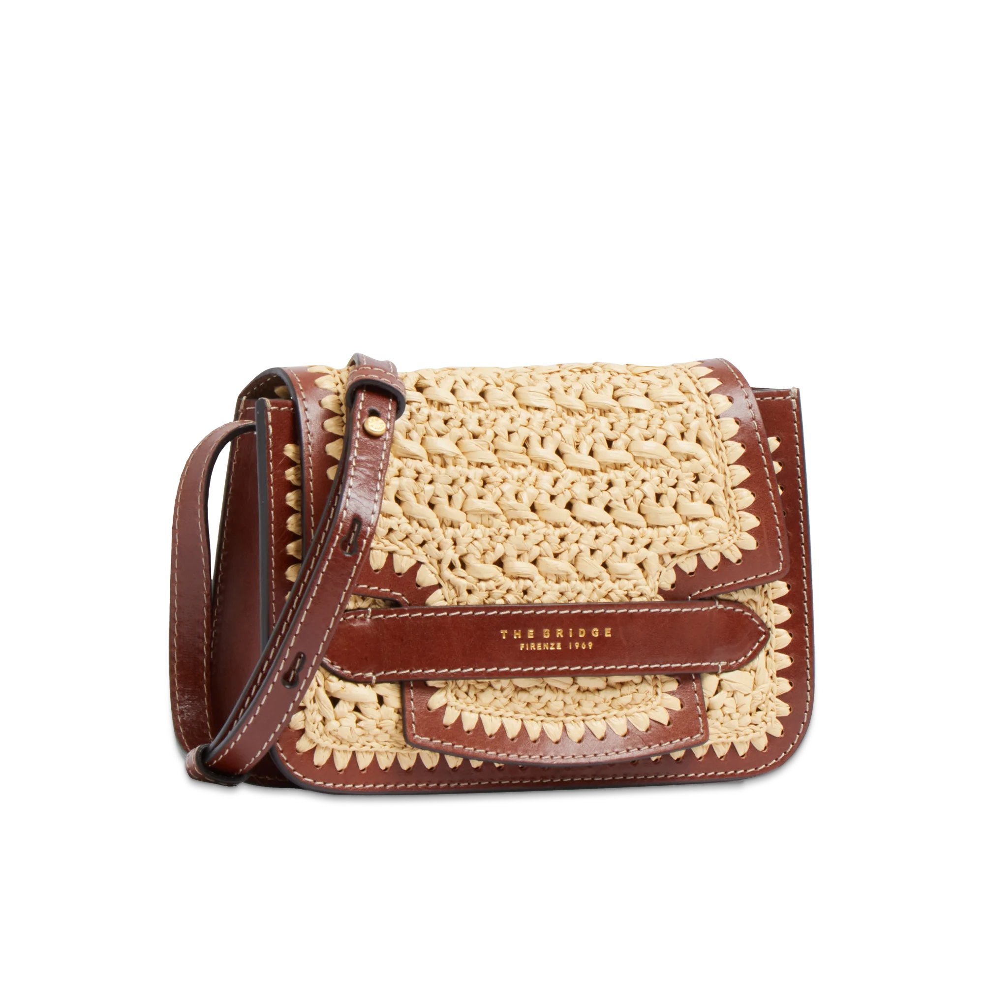Leather and Vienna straw crossbody bag - Image 2