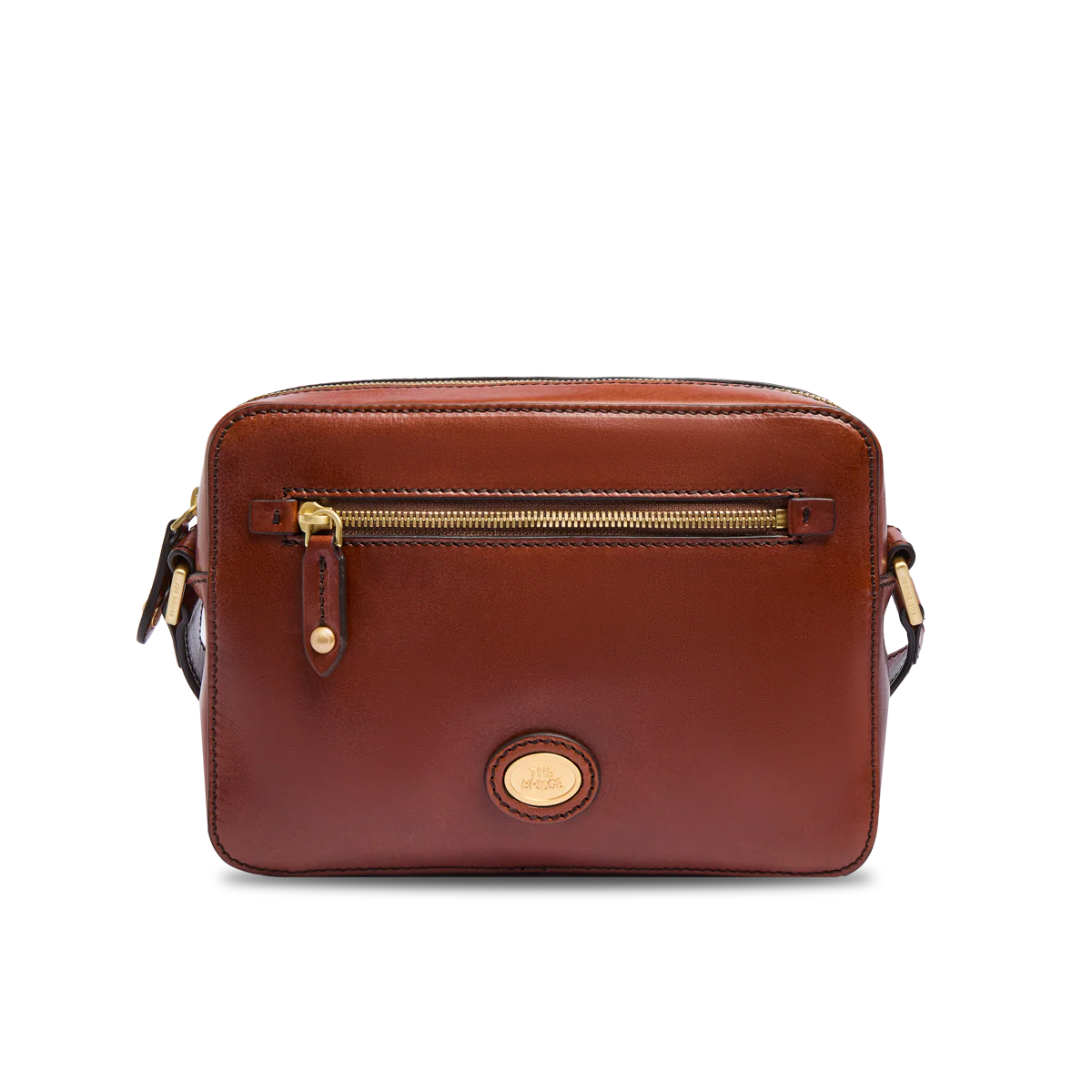 Men's leather crossbody with front zip