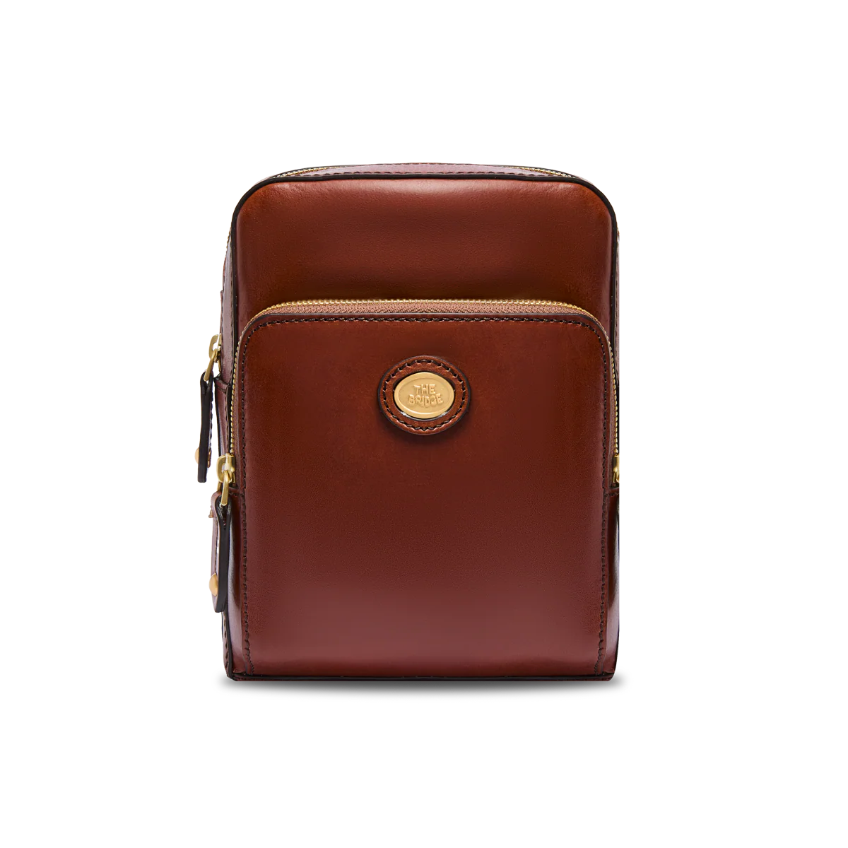 Men's leather crossbody with front zip
