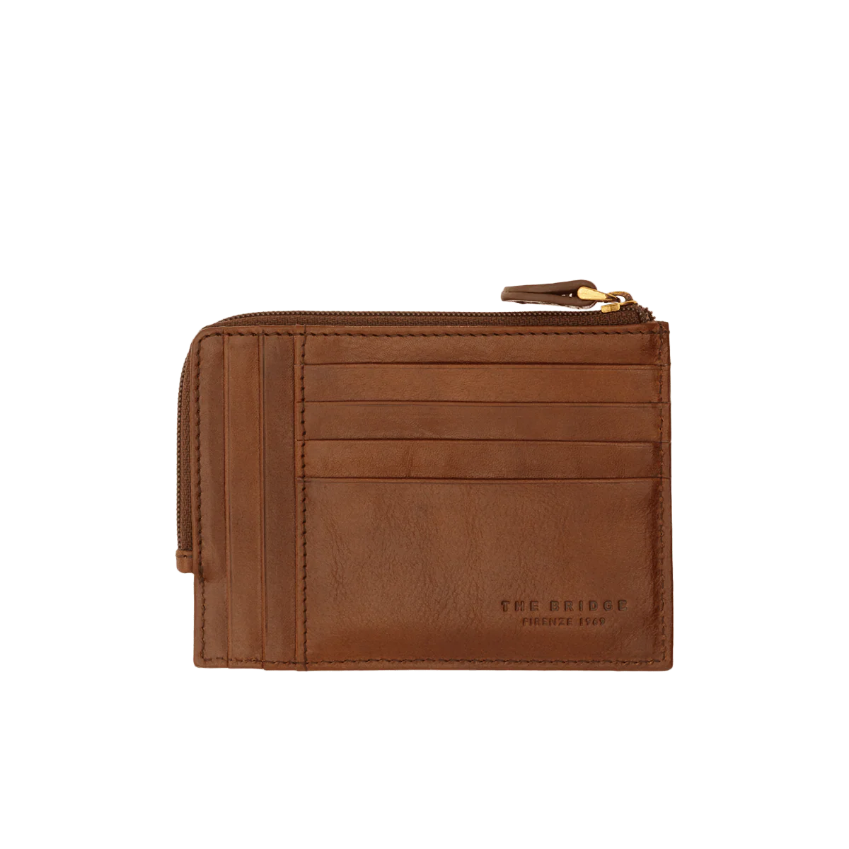 Leather card holder with zipper