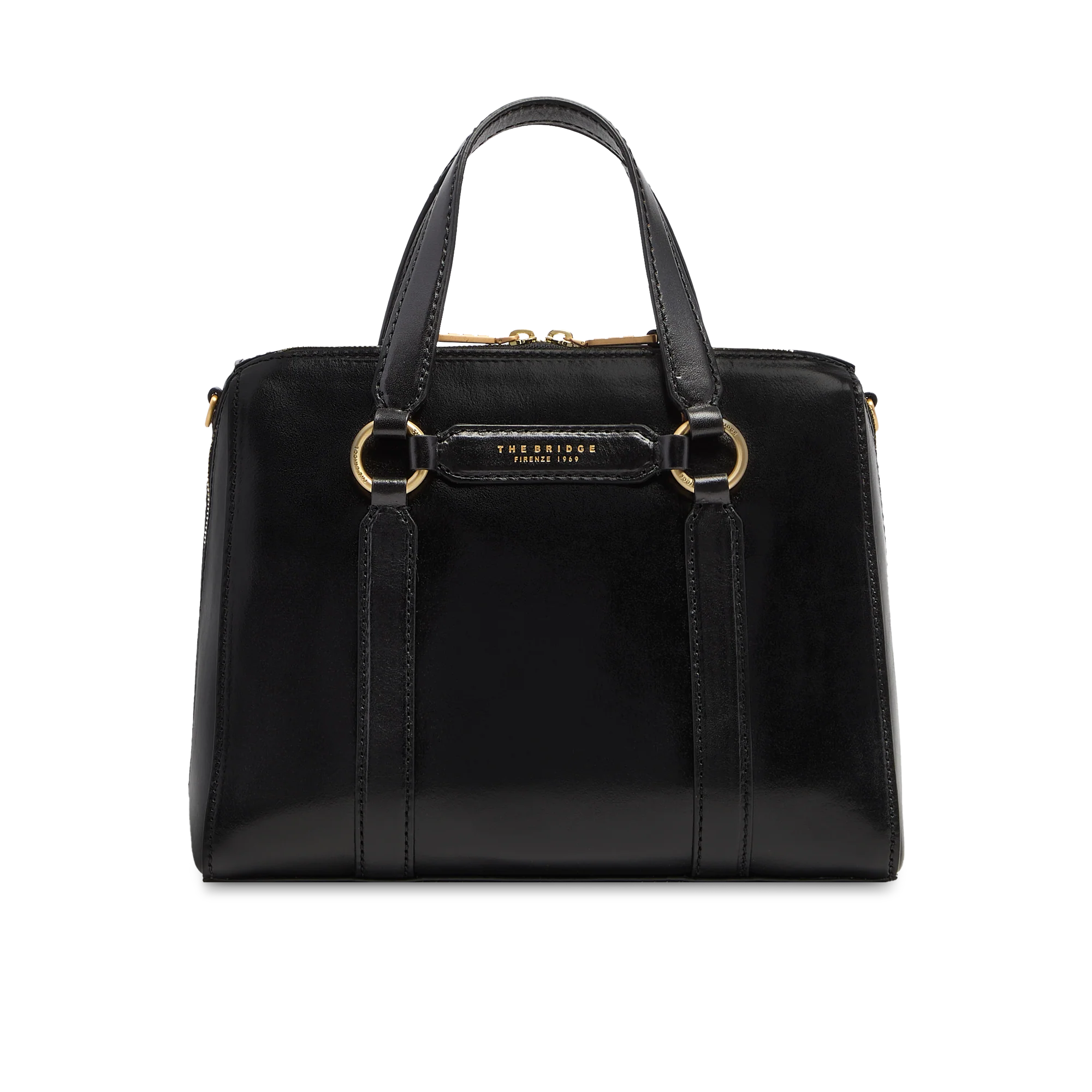 Large leather handbag with shoulder strap