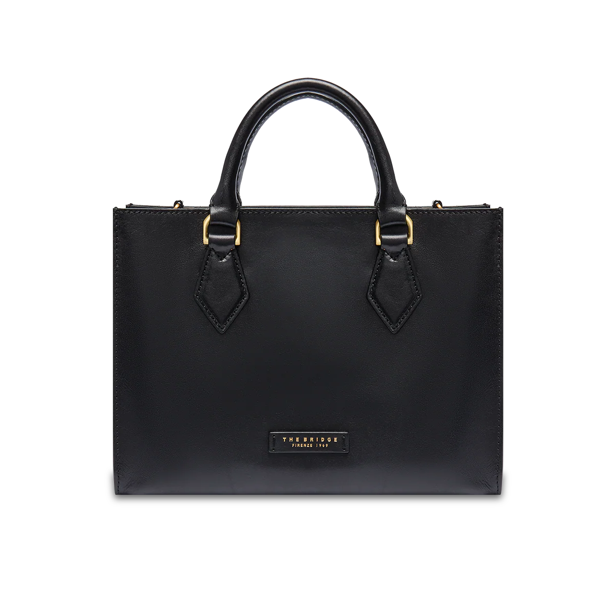 Leather handbag with detachable strap