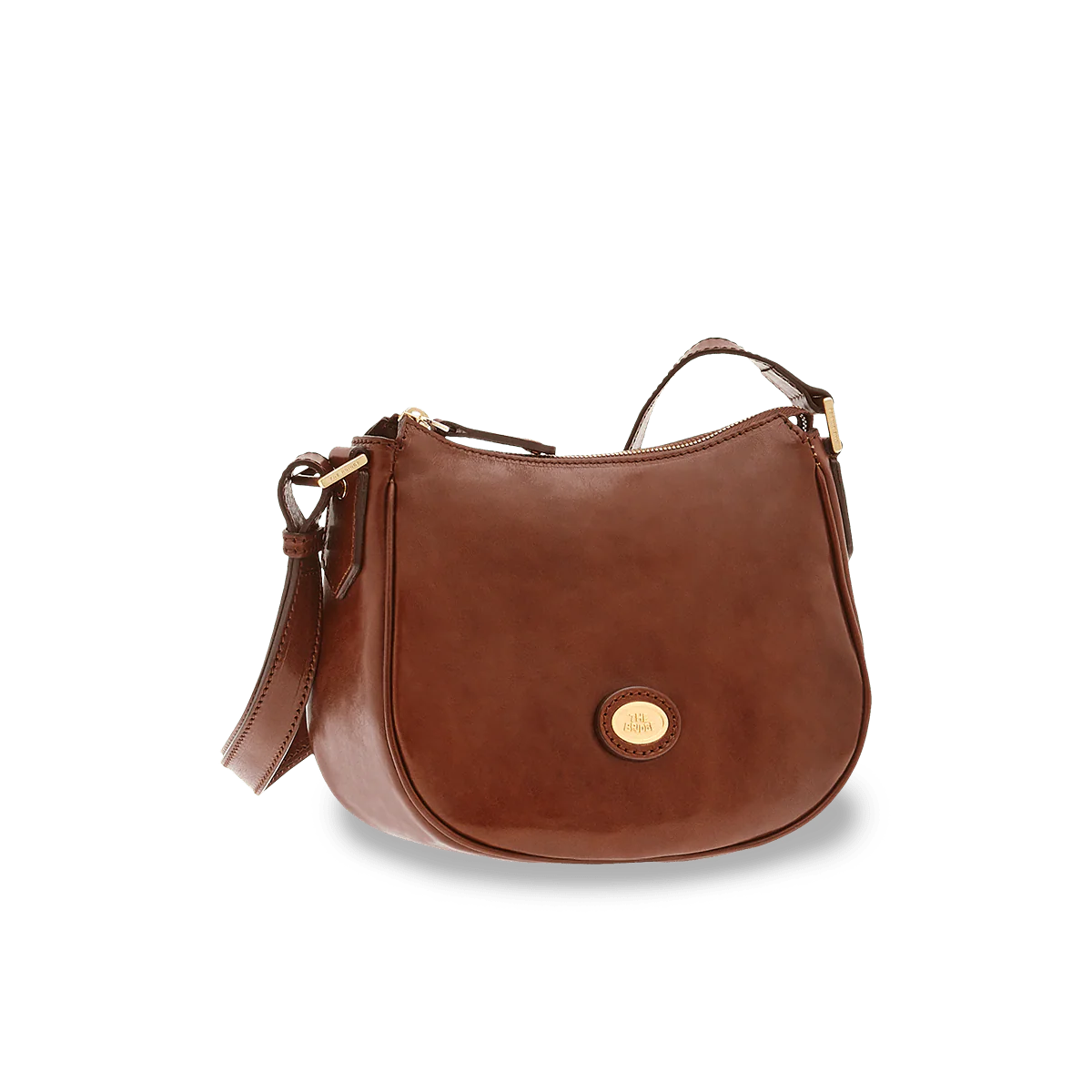 Leather crossbody bag with zipper closure