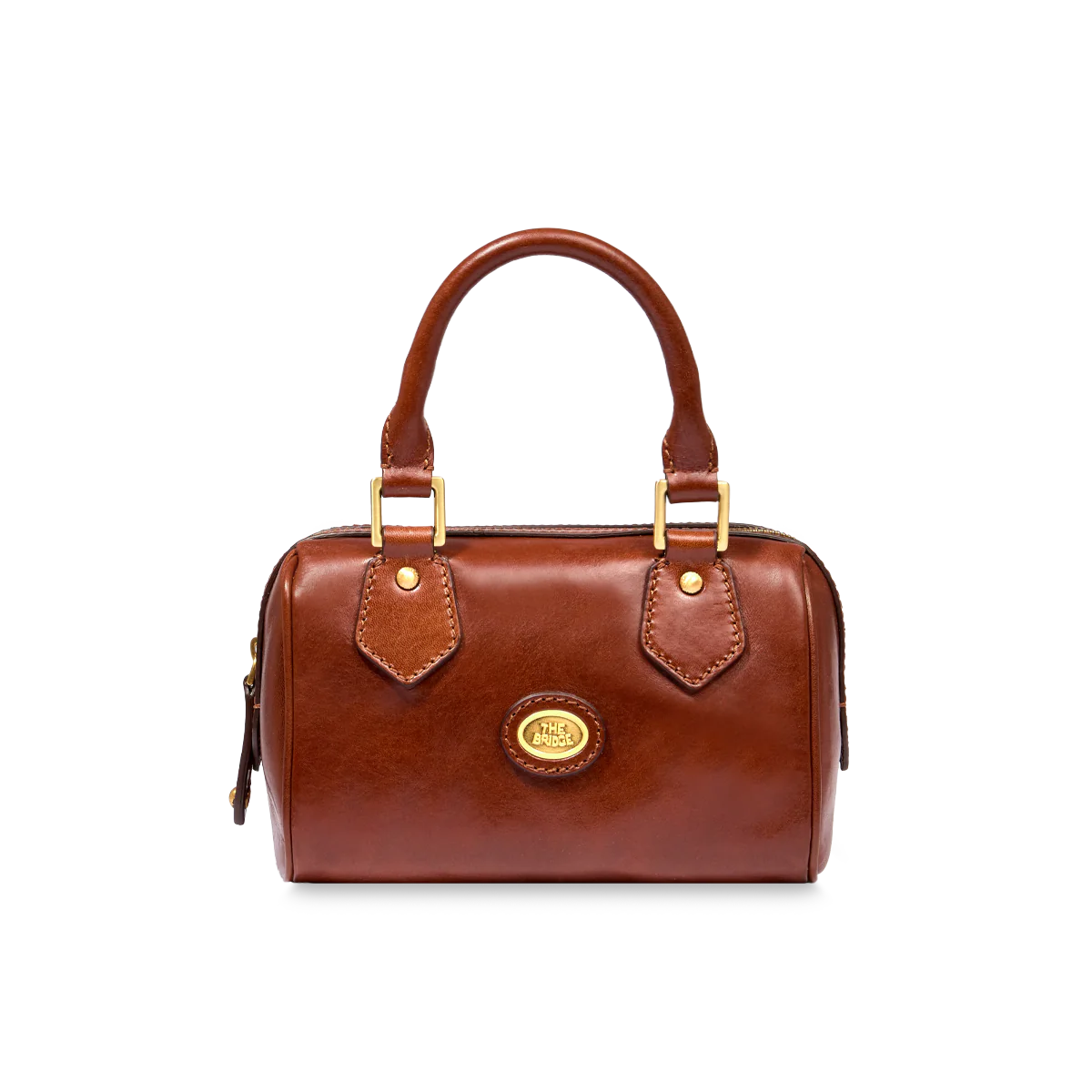 Leather boston bag with removable shoulder strap