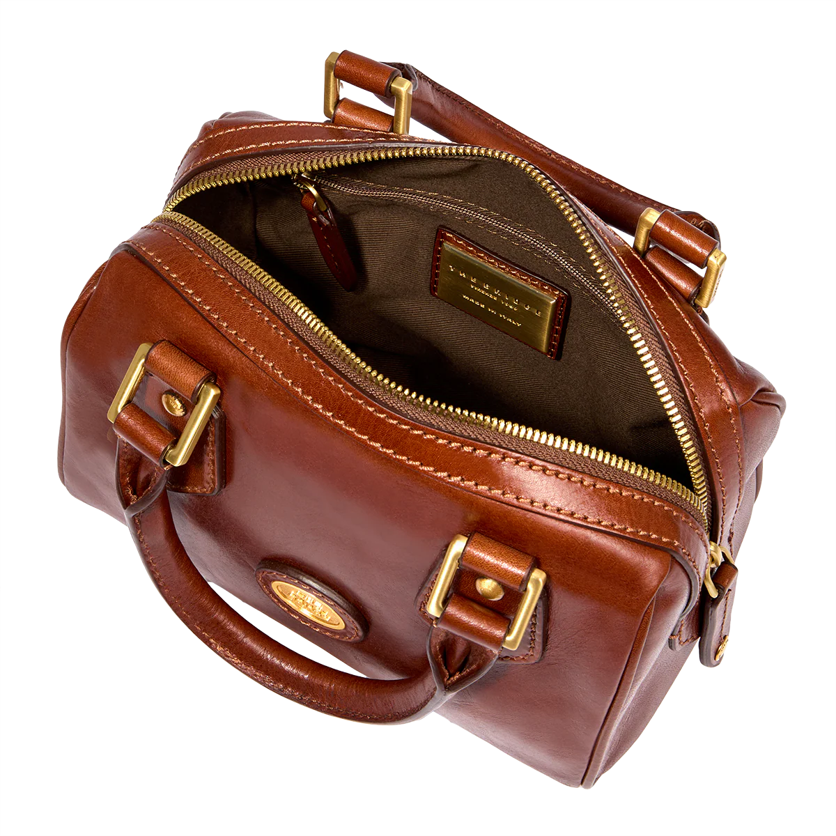 Leather boston bag with removable shoulder strap - Image 4