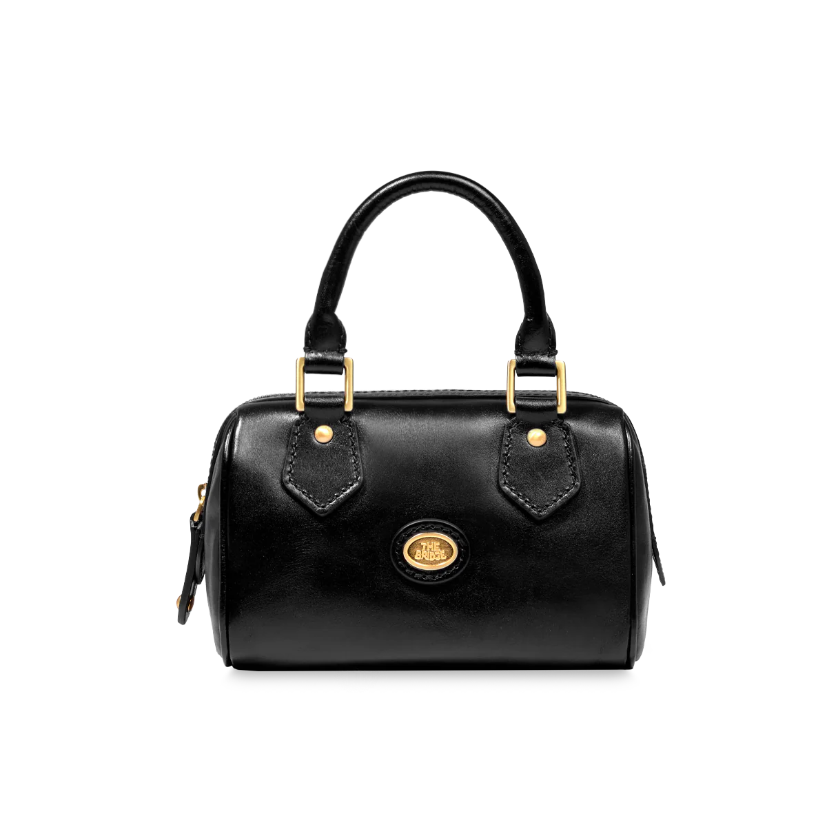 Leather boston bag with removable shoulder strap
