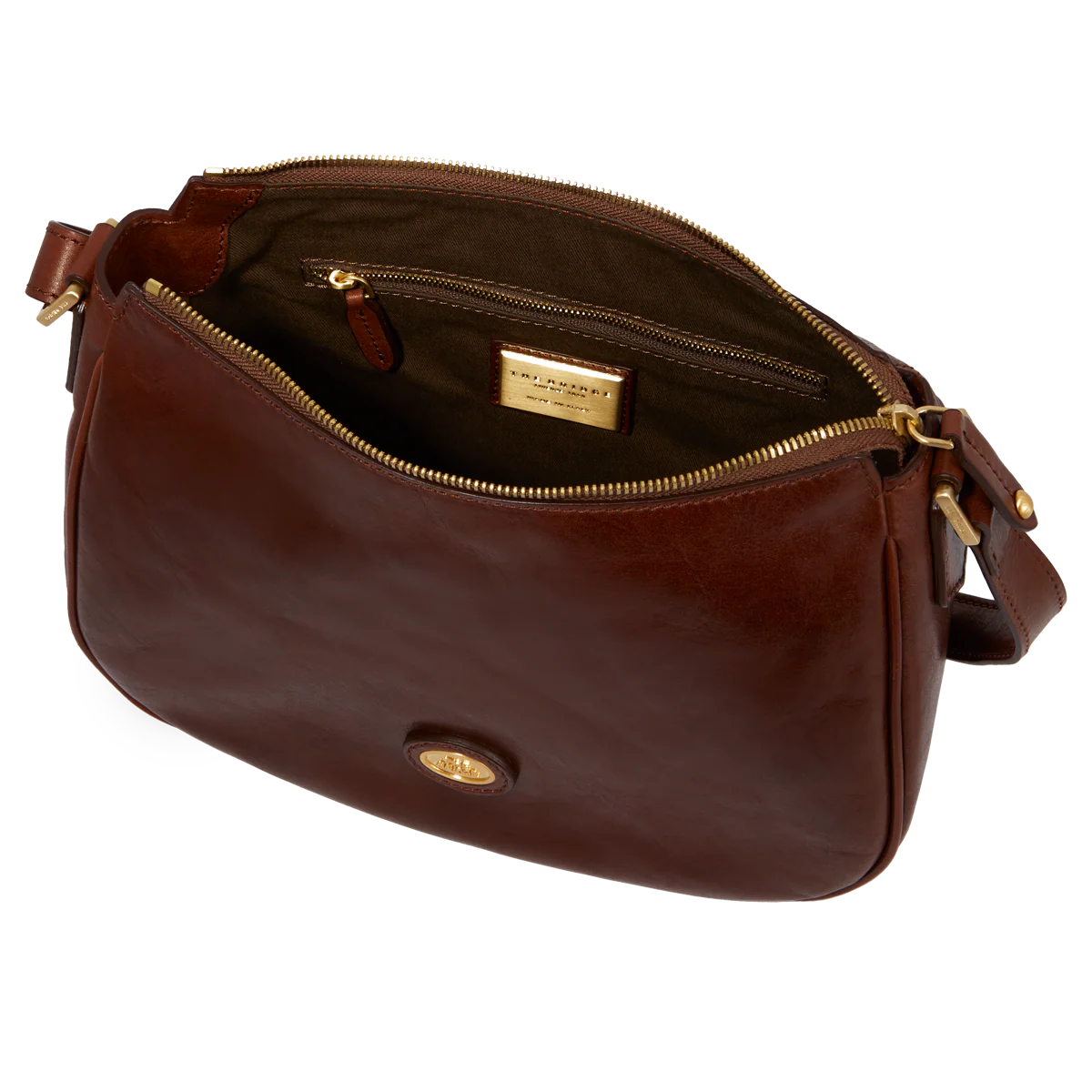 Leather shoulder bag with zip - Image 4