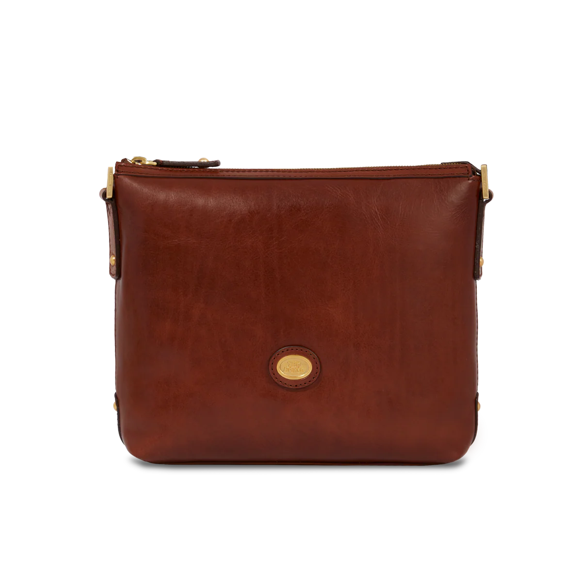 Leather shopper bag with zipper closure