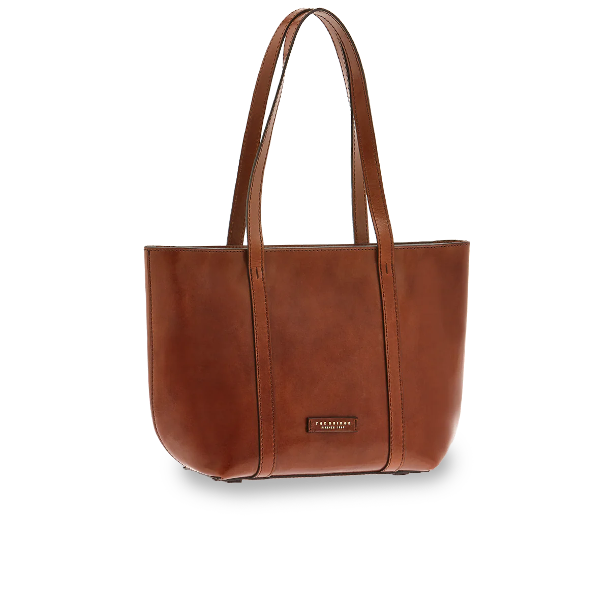 Leather shopper bag with zipper closure