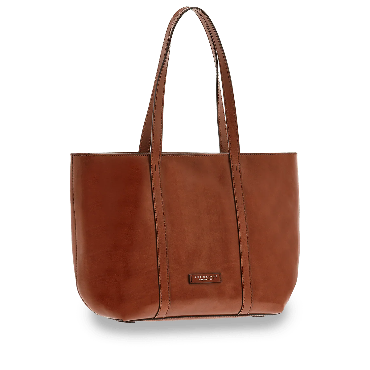 Leather shopper bag with zipper closure