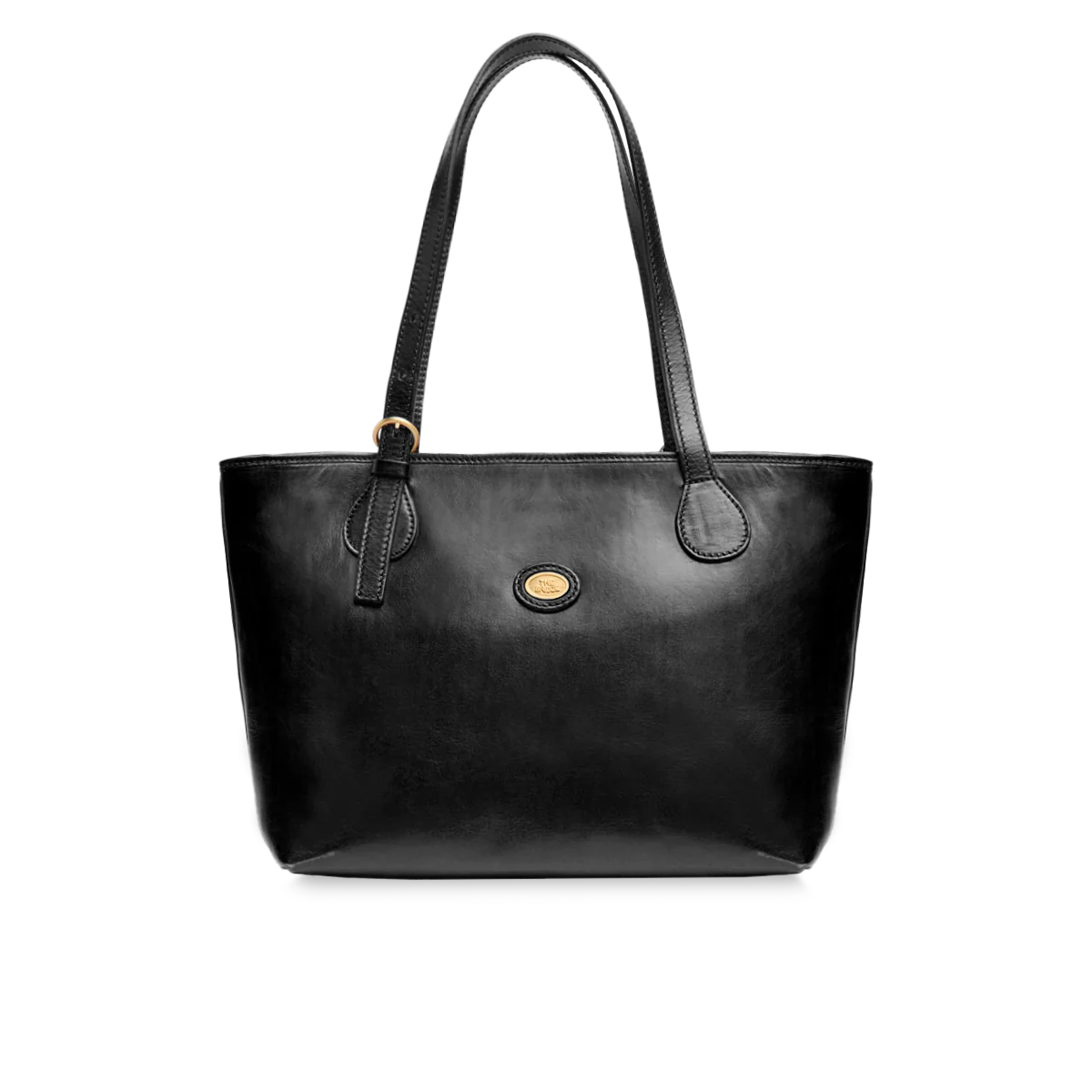 Leather shopper bag with zip