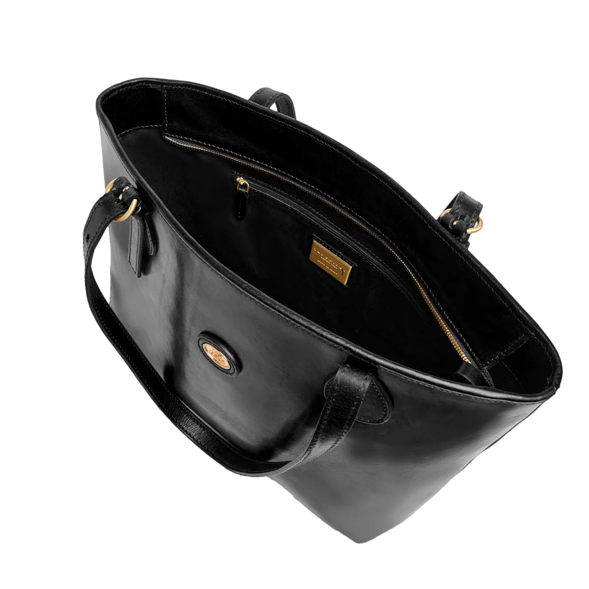Leather shopper bag with zip - Image 4