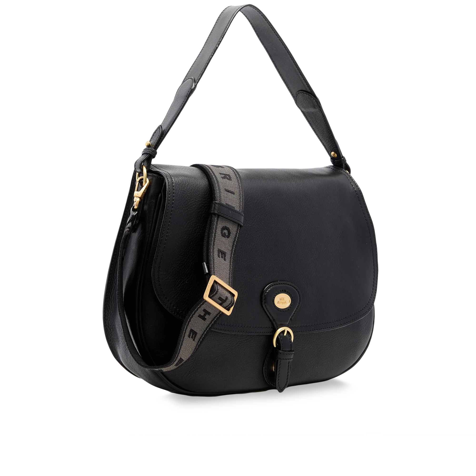 Large leather shoulder bag with front flap - Image 2