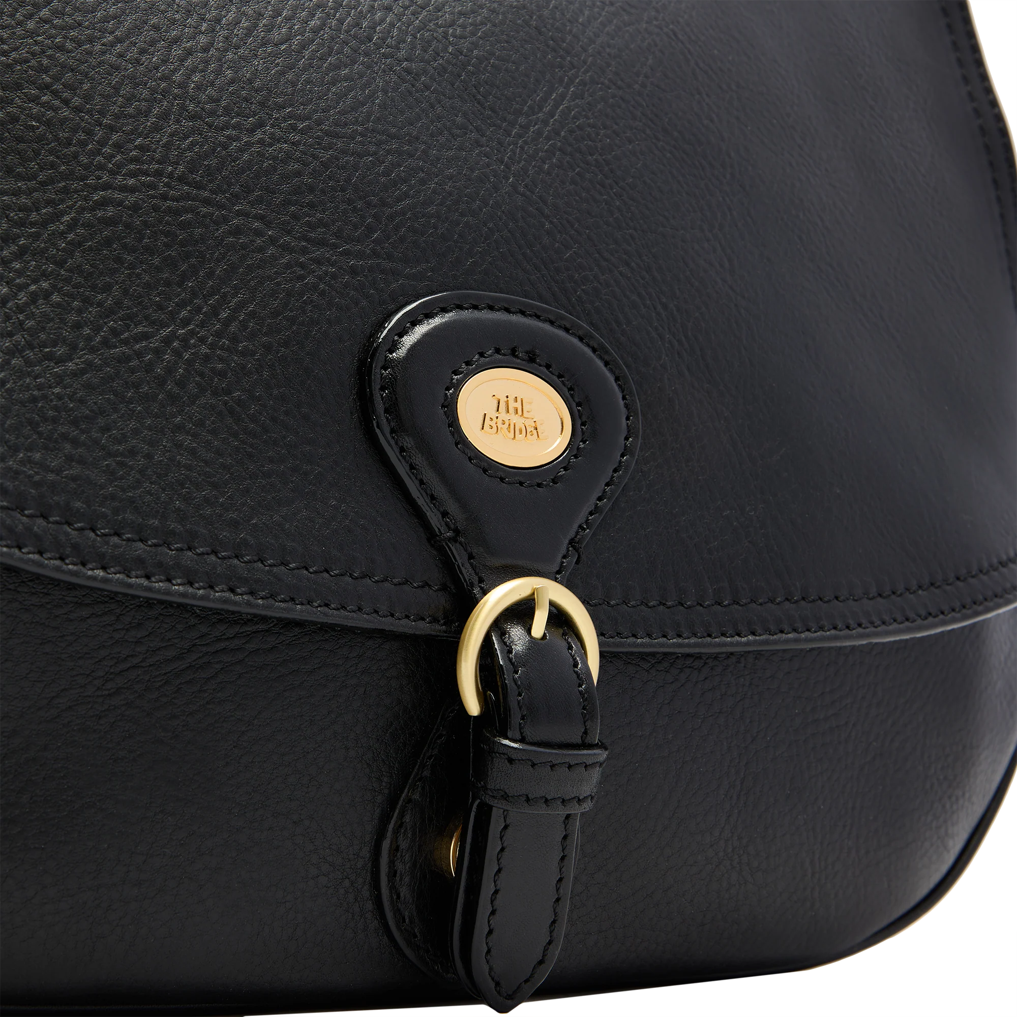 Large leather shoulder bag with front flap - Image 5