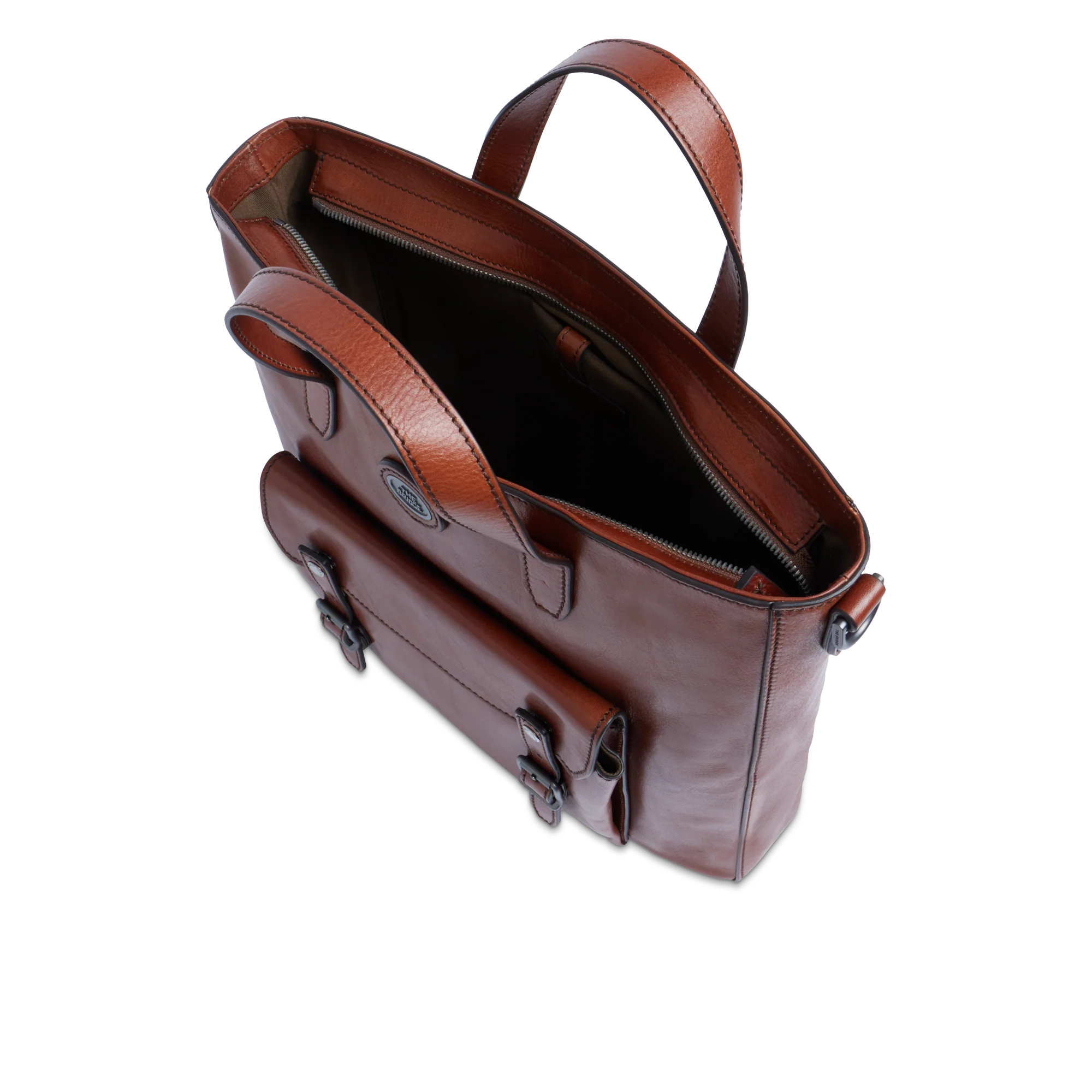 Leather and fabric briefcase with shoulder strap - Image 4